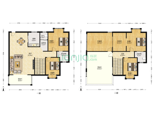 衡陽中房都市村荘 4室1厅4卫 206平方