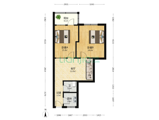 张之洞路180号 2室1厅1卫 64平方
