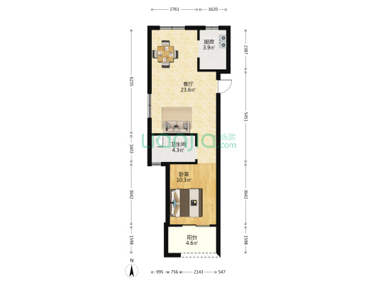 方阳秋棠苑 1室1厅1卫 65平方