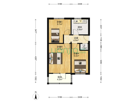 甘肃省电信器材厂家属院 3室0厅1卫 51平方