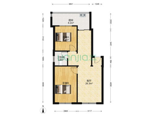东岭南街教师楼 2室1厅1卫 74平方