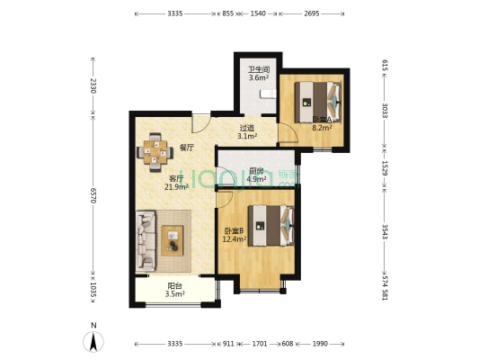 博志恒大龍庭 2室1厅1卫 80平方