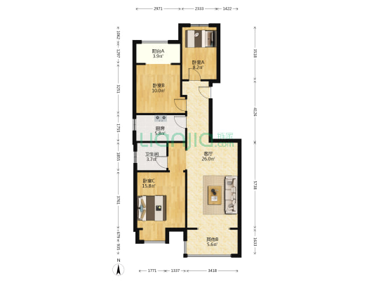 正商生态城 3室1厅1卫 104平方