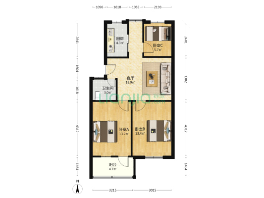 十二折苑 3室1厅1卫 75平方
