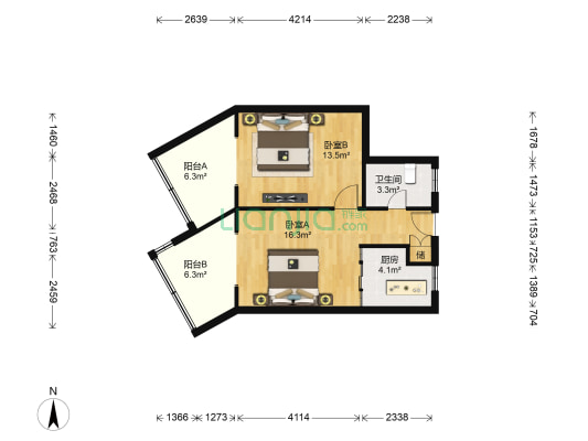 清枫大楼 2室0厅1卫 73平方