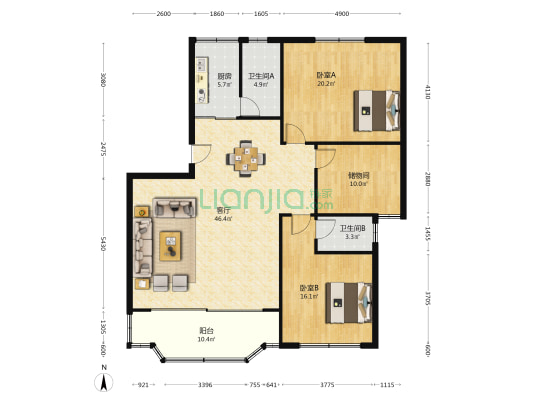 农信小区 2室1厅2卫 147平方