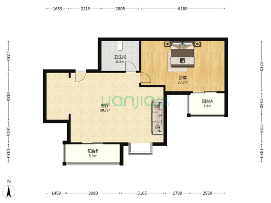 中高楼层 采光好 无尾款 两套房子打通 大平层-户型图