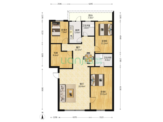 琼苑广场 4室2厅2卫 124平方