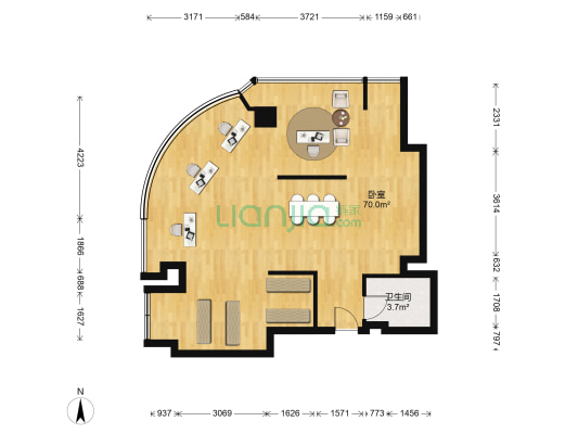 大源国际中心 1室0厅1卫 94平方