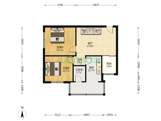 朝阳洞路100号 2室1厅1卫 62平方