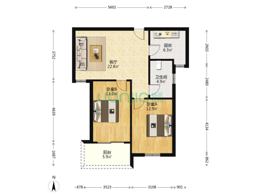 澄苑一区 2室1厅1卫 83平方