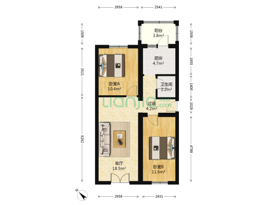 北十七道街 2室1厅1卫 72平方