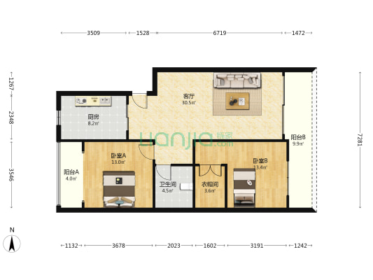 奎光东六街29号附1号 2室1厅1卫 89平方