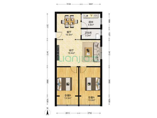 西固巷152号 2室2厅1卫 82平方