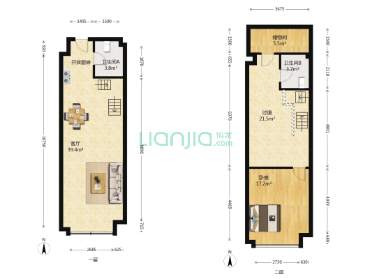 吴越新天地广场 1室1厅2卫 60平方