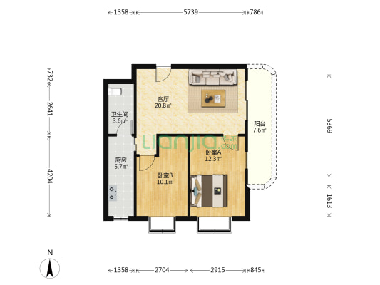 双喜大厦 2室1厅1卫 78平方