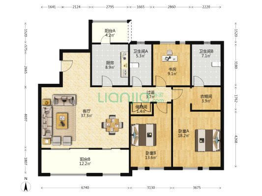 御澜湾 3室1厅2卫 151平方