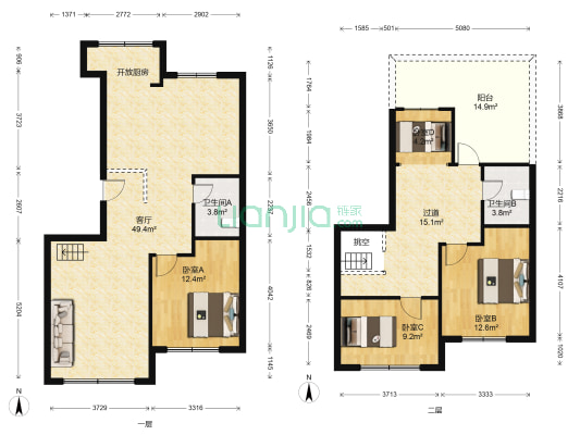 诺睿德国际商务广场 4室1厅2卫 161平方