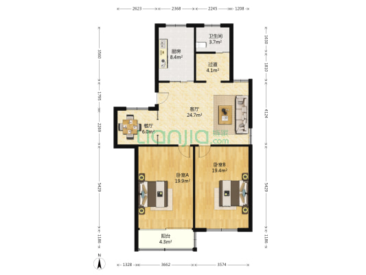 金盛花园小区(溧水) 2室2厅1卫 102平方