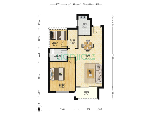 奥园尚雅花园一期 2室1厅1卫 73平方