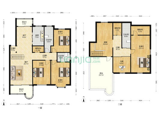樱驼花园怡静园 5室2厅3卫 181平方