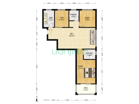金都豪庭 3室1厅2卫 107平方