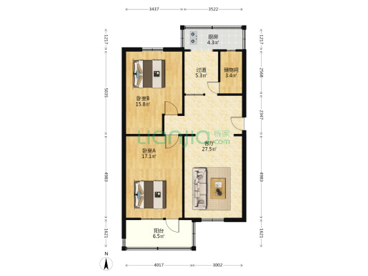 农行楼(路北区) 2室1厅0卫 93平方