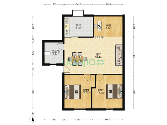 横街 3室1厅1卫 95平方