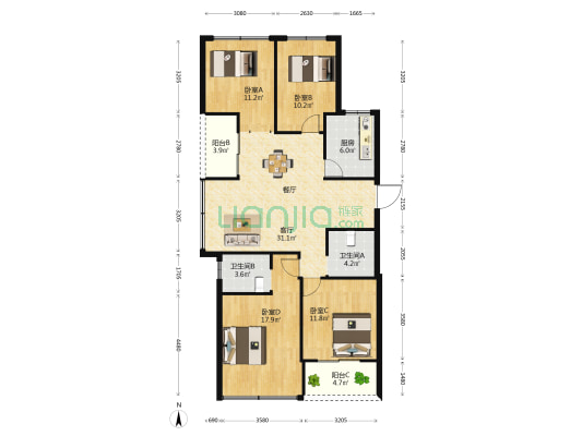 紫宸华府 4室1厅2卫 123平方
