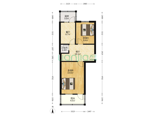 经五路184号 2室2厅1卫 62平方