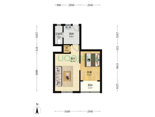 延宁小区 1室1厅1卫 46平方