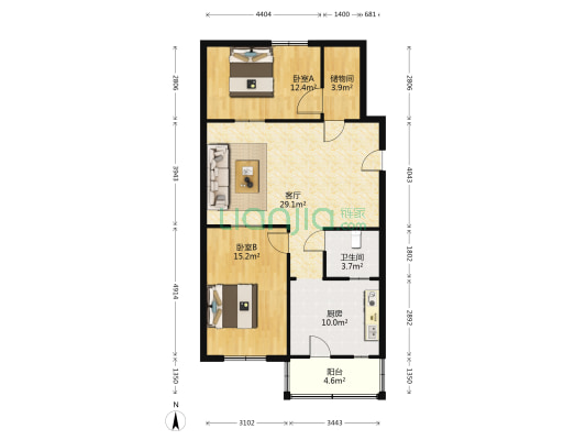 新景安里 2室1厅1卫 96平方