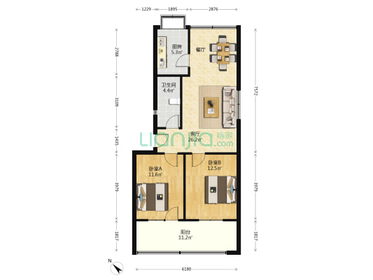 商城家属院 2室1厅1卫 88平方