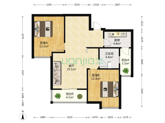 凯乐桂园 2室1厅1卫 96平方