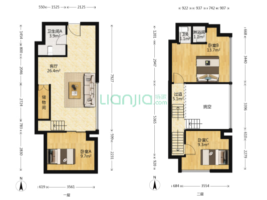 绿地诺亚方舟 3室1厅3卫 70平方