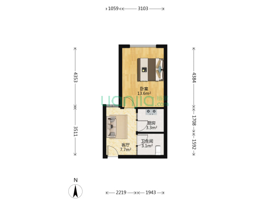 三峡广场商圈品质小区标准正规一室-户型图
