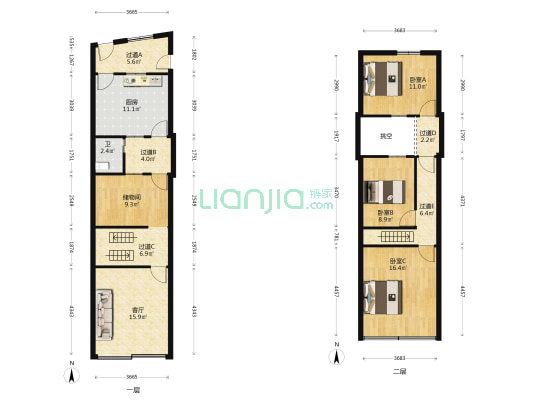 三五路 3室1厅1卫 91平方