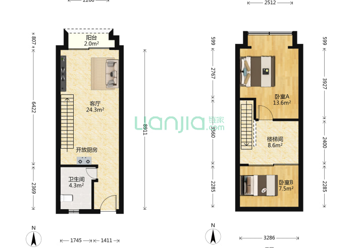 深圳君临天下2室1厅1卫52 35 户型图 君临天下户型图详情 深圳链家