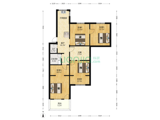 林业厅北院楼 4室1厅2卫 102平方