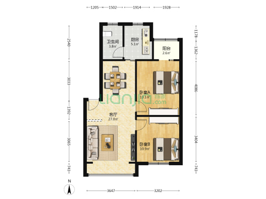 水城翠岚小区 2室1厅1卫 79平方