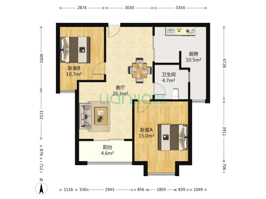 文昌花园 2室1厅1卫 89平方