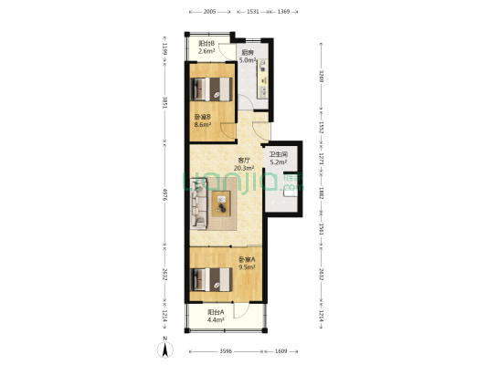 煤炭公司家属楼 2室1厅1卫 73平方