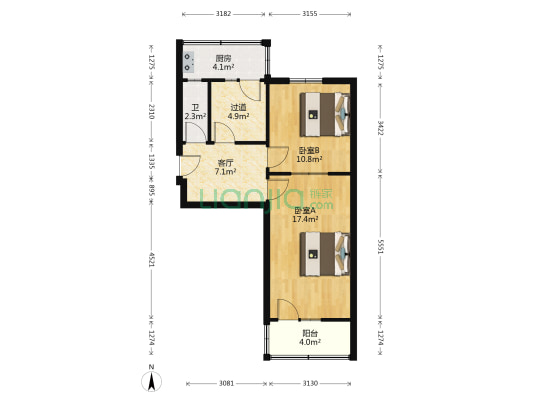 为民楼小区 2室1厅1卫 60平方