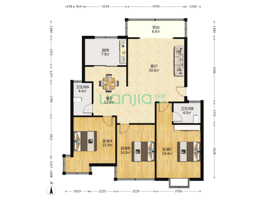 信华村 3室2厅2卫 138平方