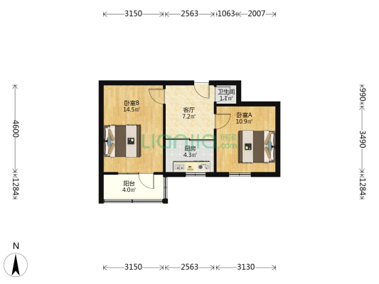 丝绸二厂家属院 2室1厅1卫 48平方