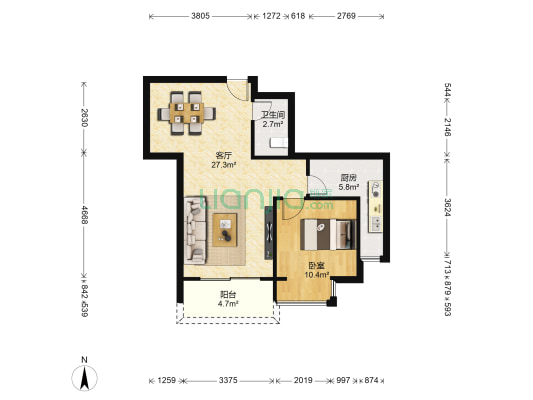 合建村 1室1厅1卫 58平方