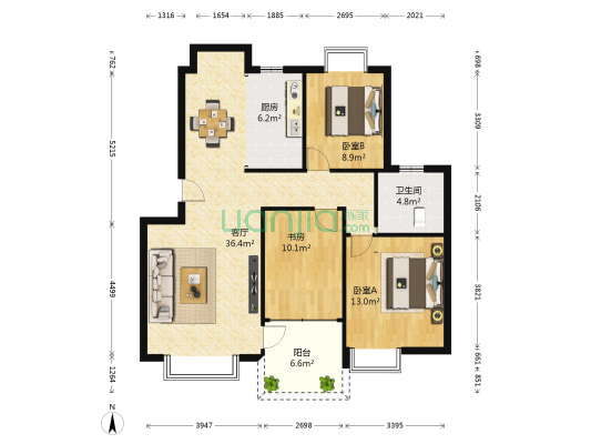 阳光之旅 3室1厅1卫 106平方