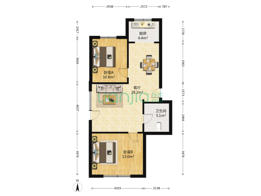 阳光百合 2室1厅1卫 77平方