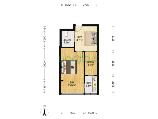机电家园 1室1厅1卫 51平方