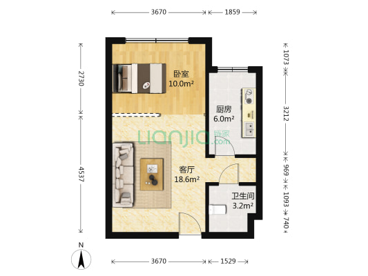 华谊星河商务大厦 1室1厅1卫 60平方